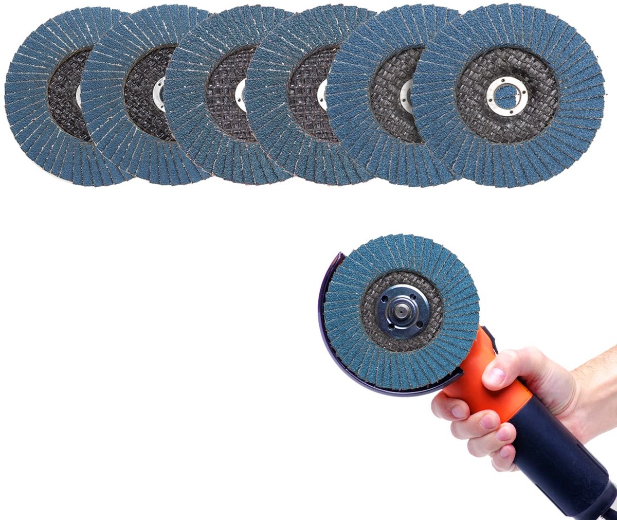 Lamellenschijven Ø 75 mm - Set van 6 - Voor Metaal, Staal & Hout - Diverse Korrelgroottes 60/80/120