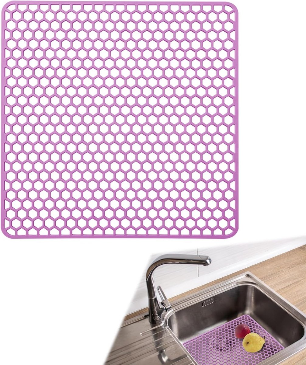 Inklapbare siliconen gootsteenmat antislip 30,5 x 30,5 cm voor keuken