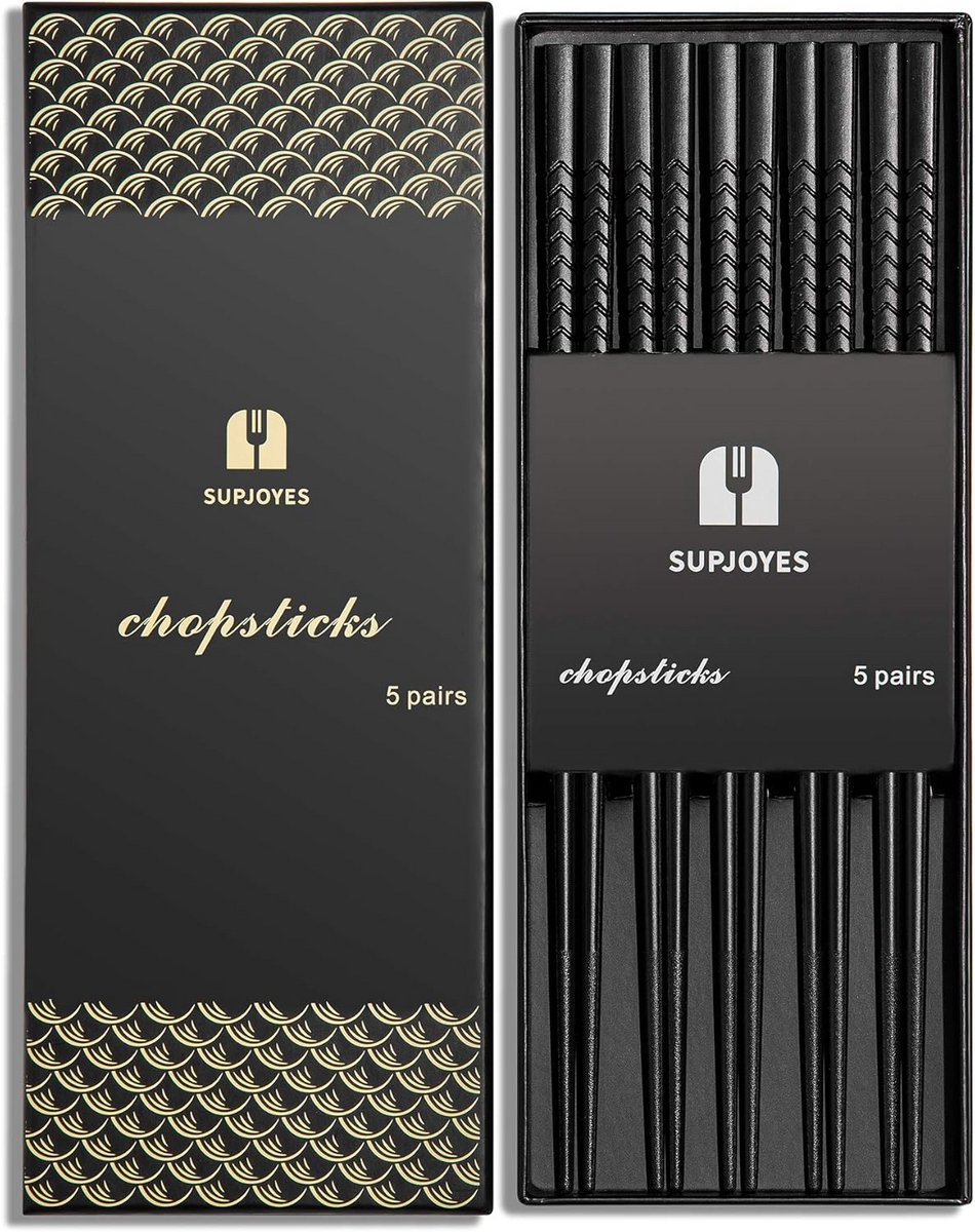 Herbruikbare Glasvezel Eetstokjes - 5 Paar Duurzame en Vaatwasmachinebestendige Japanse Chopsticks (9,5 Inch)