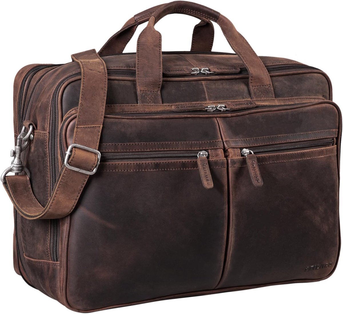 XXL Leren Laptoptas voor 17.3 tot 19 Inch - Schoudertas met Triple Divider