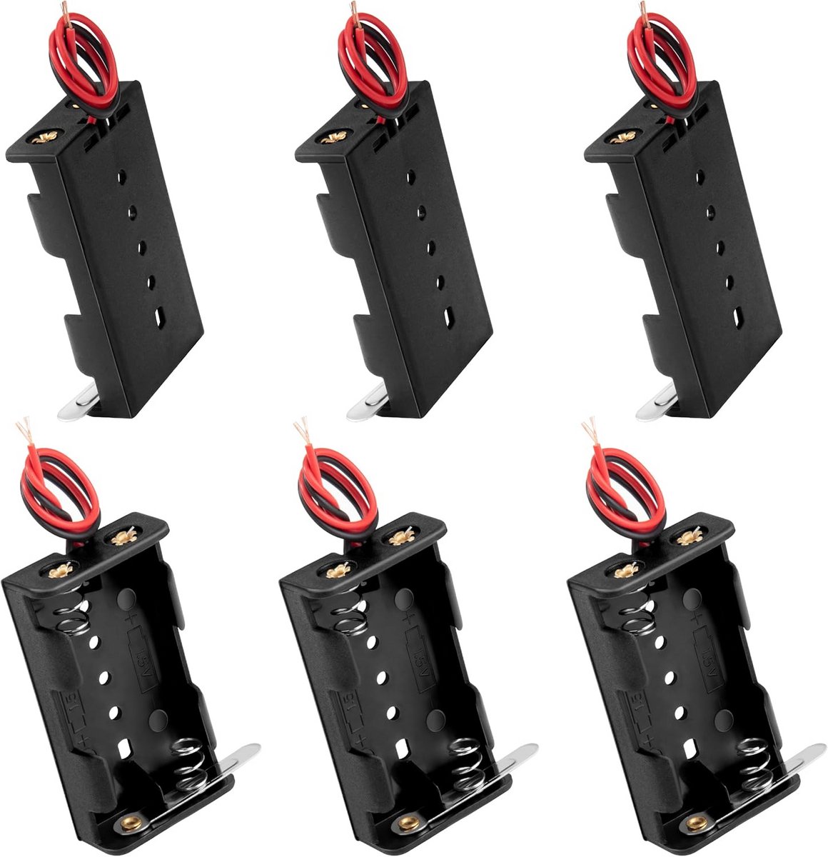 AA batterijhouder met draden en schakelaar - Set van 2