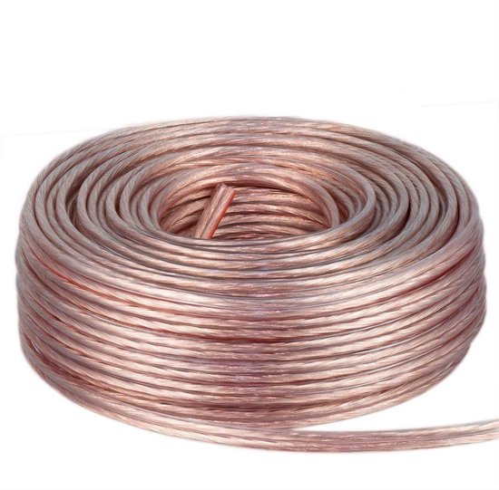 Luidsprekerkabel 50m – 2x2,5 Mm² CCA (koper-aluminium), Transparant Geïsoleerd, Met Polariteitsmarkering, Voor Hifi En Stereo Luidsprekerkabel 50m – 2x2,5 Mm² CCA (koper-aluminium), Transparant Geïsoleerd, Met Polariteitsmarkering, Voor Hifi En Stereo