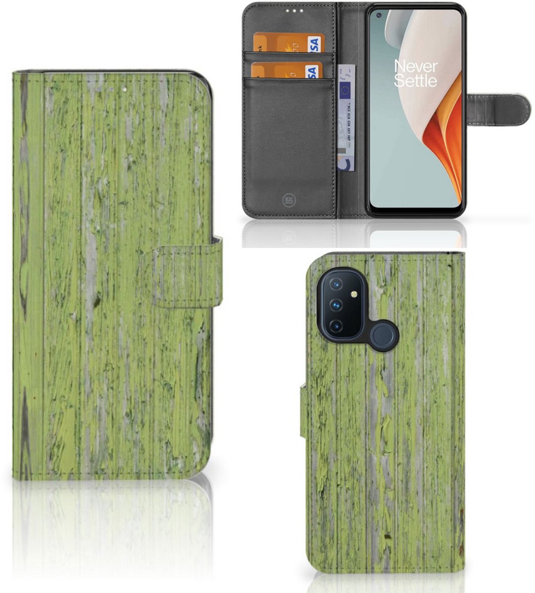 OnePlus Nord N100 Book Style Case Green Wood