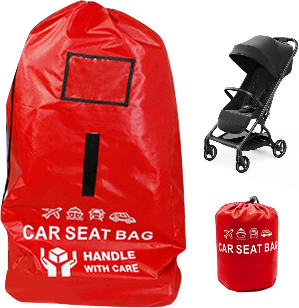 Universele Transporttas voor Kinderwagen en Autostoel - Opvouwbare Draagtas - Grote Opslagtas voor Kinderwagens, Rolstoelen en Meer - Waterafstotend