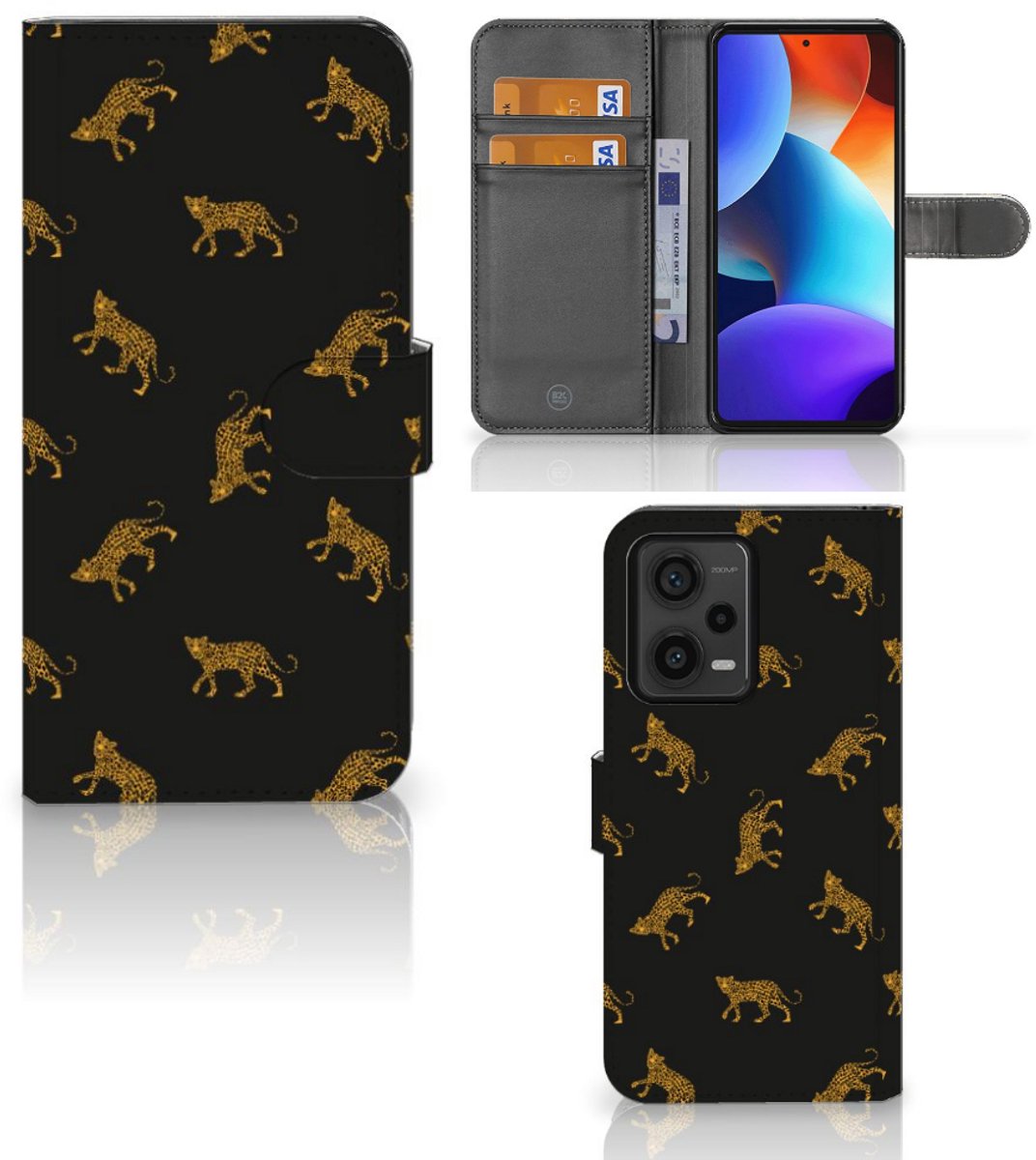 Telefoonhoesje met Pasjes voor Xiaomi Redmi Note 12 Pro Plus Leopards