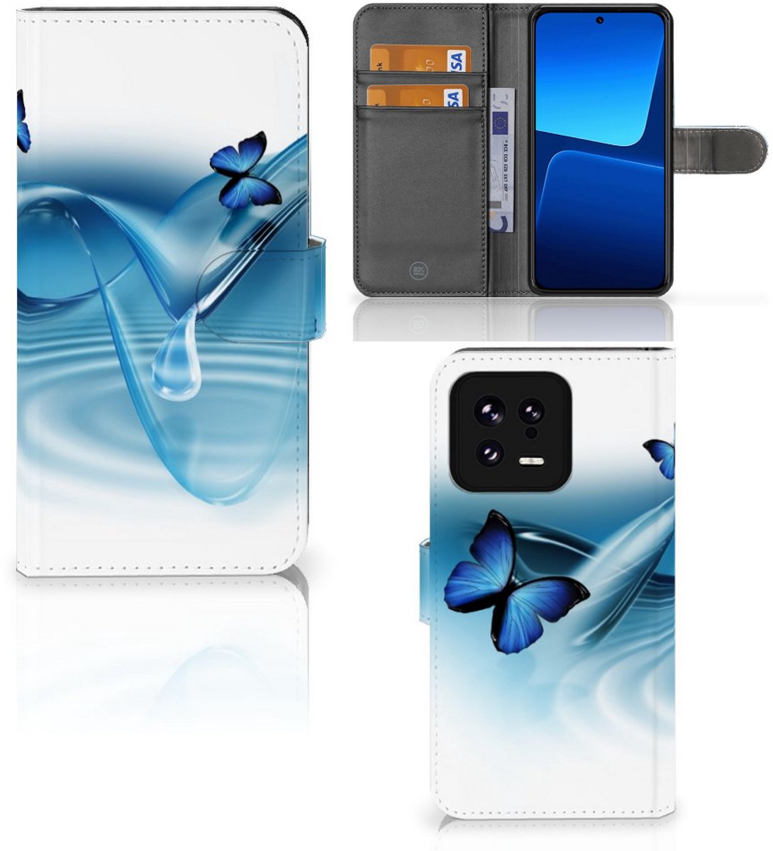 Xiaomi 13 Telefoonhoesje met Pasjes Vlinders