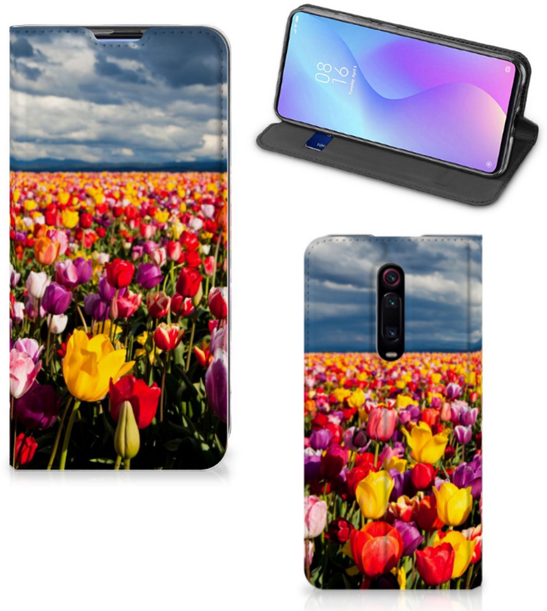 Book Case voor Xiaomi Redmi K20 Pro Smart Cover Tulpen