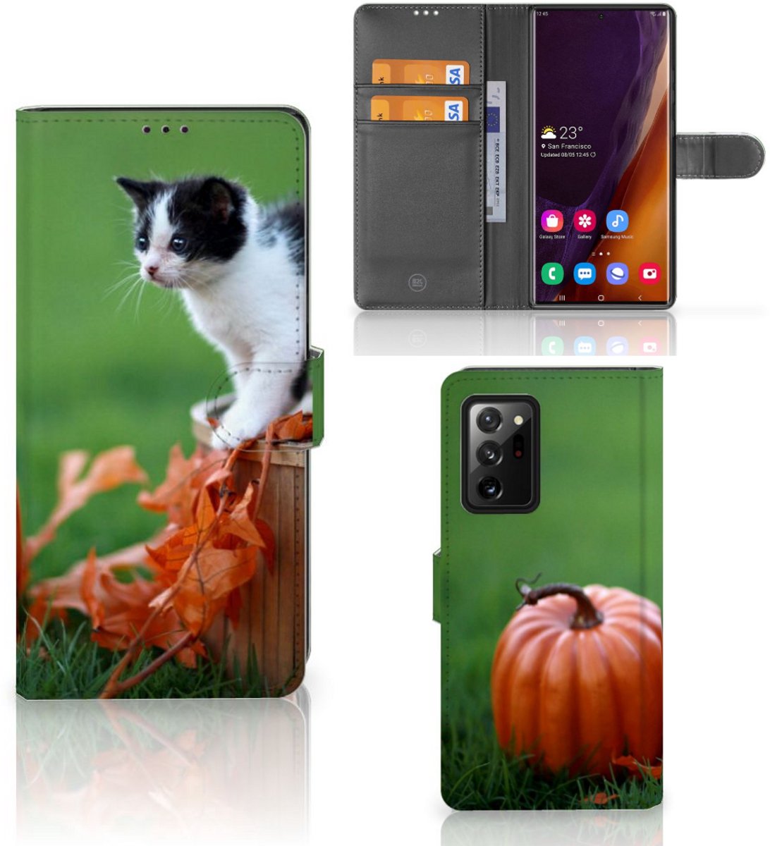 Samsung Galaxy Note20 Ultra Telefoonhoesje met Pasjes Kitten