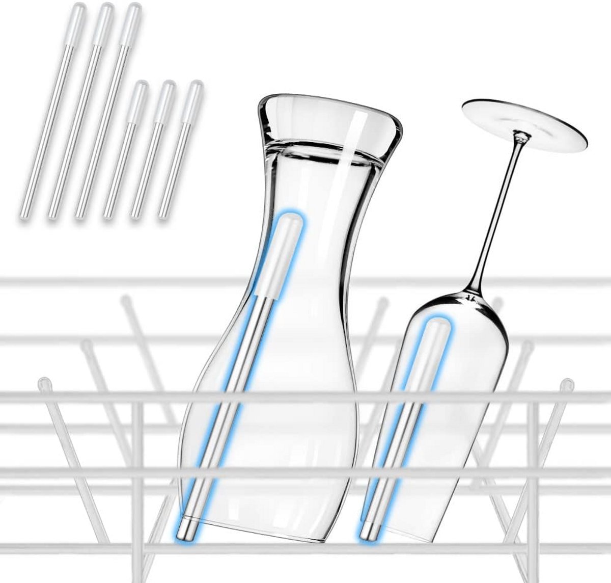 Set van 6 Vaatwasser Flessenhouders - Universele Silicone Dop voor Glazen
