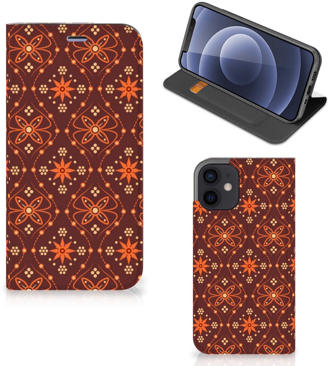 iPhone 12 Mini Hoesje met Magneet Batik Brown