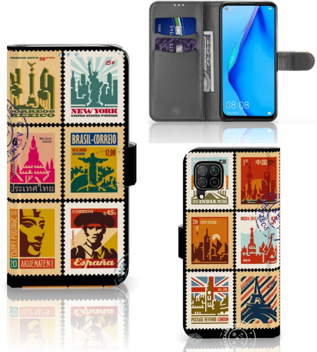 Huawei P40 Lite Flip Cover Postzegels