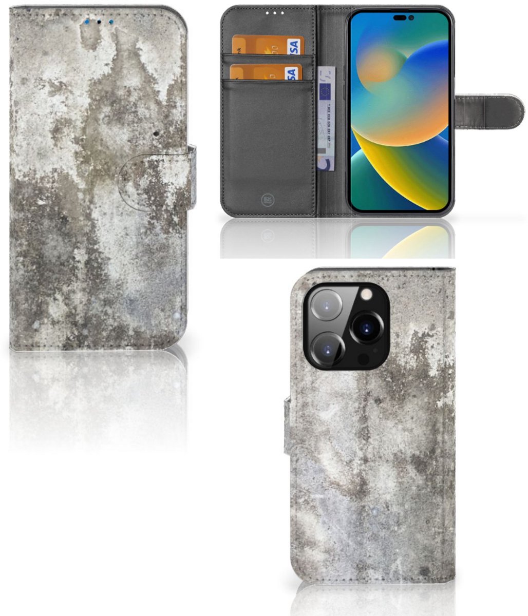 iPhone 14 Pro Bookcase Beton Print