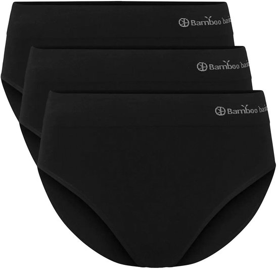 Trois culottes noires sans couture de Bamboo Basics, taille haute.