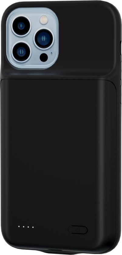Coque de téléphone noire Distinction avec batterie, découpe pour appareil photo et indicateur de charge.