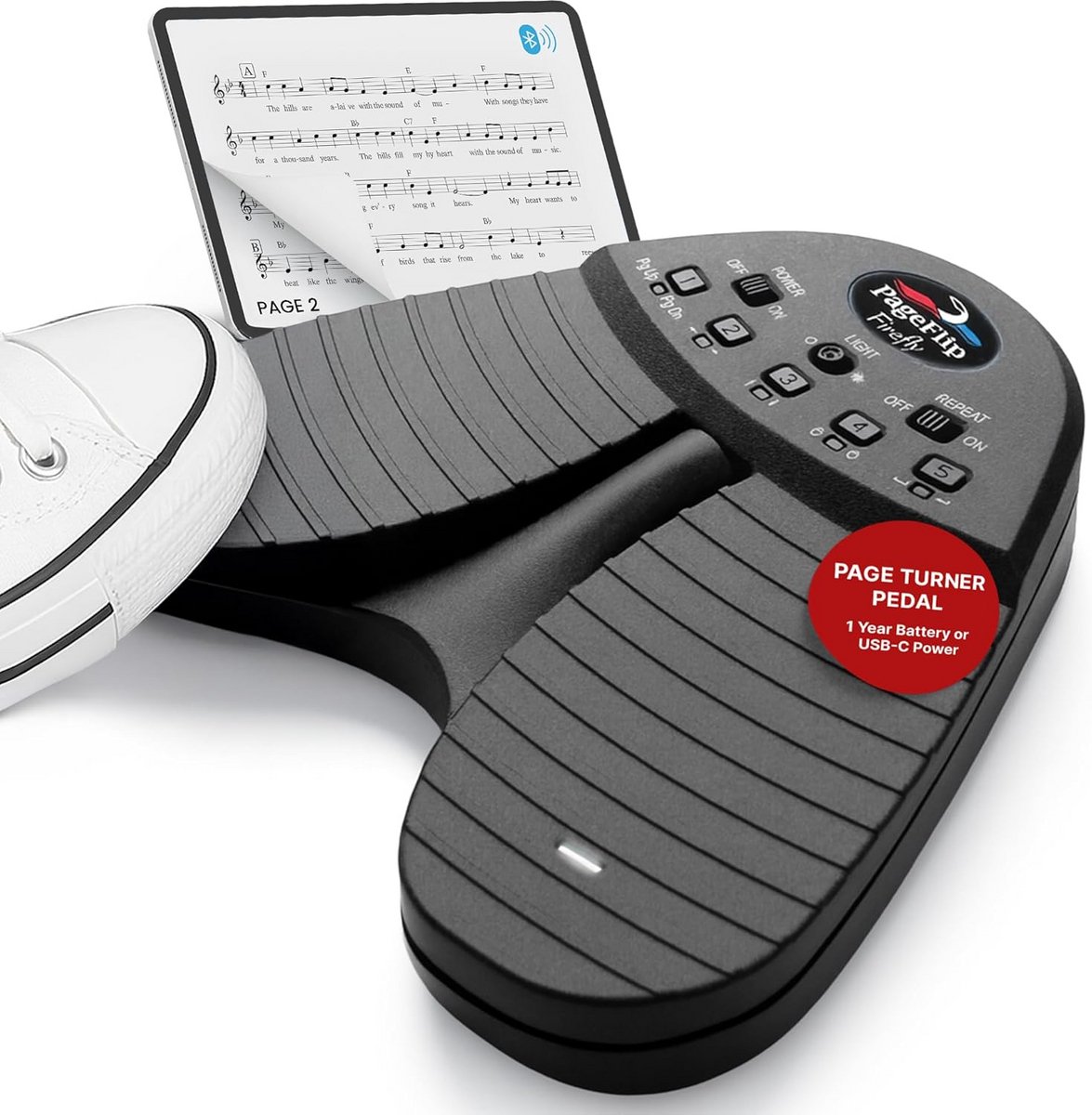 Draadloos Bluetooth USB Pedaal voor Digitaal Bladmuziek en Documenten Omslaan
