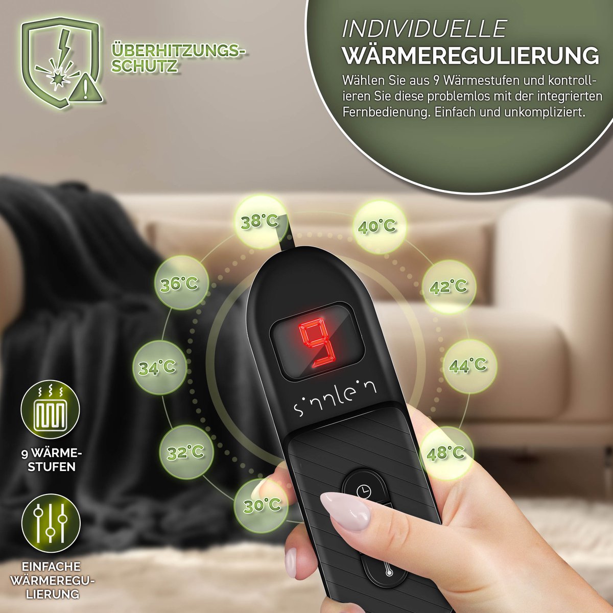 DWD Warmtedeken Pluche 160x120 cm met Automatische - afbeelding 2