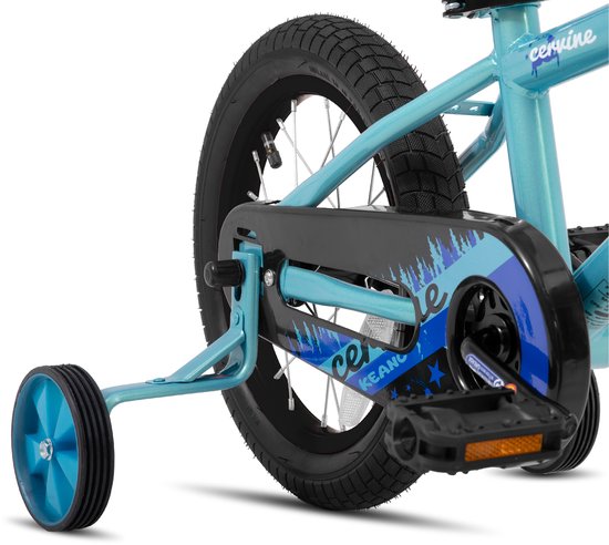 KEANO Cervine Stoere Kinderfiets - 14 Inch - Voor Jongens & Meisjes (2-4 Jaar) - BMX Stijl - Met Zijwieltjes & Mandje - Blauw - Geschikt voor buitenactiviteiten in de lente — afbeelding 4