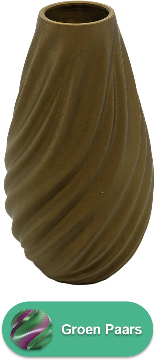 Lovora Lunaris moderne vaas – Decoratieve vaas - Groen / Paars - 3d geprinte vaas – geschikt voor droogbloemen - 30CM