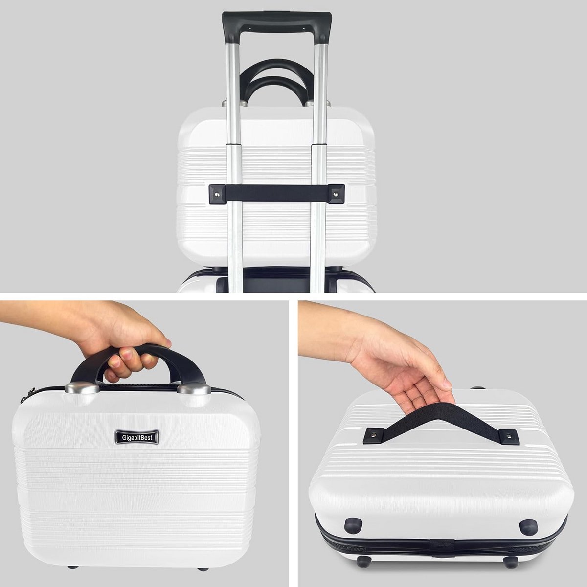 Grote Make-up Reiskoffer Wit Hard-shell Cosmetische Tas met Verstelbare Indeling