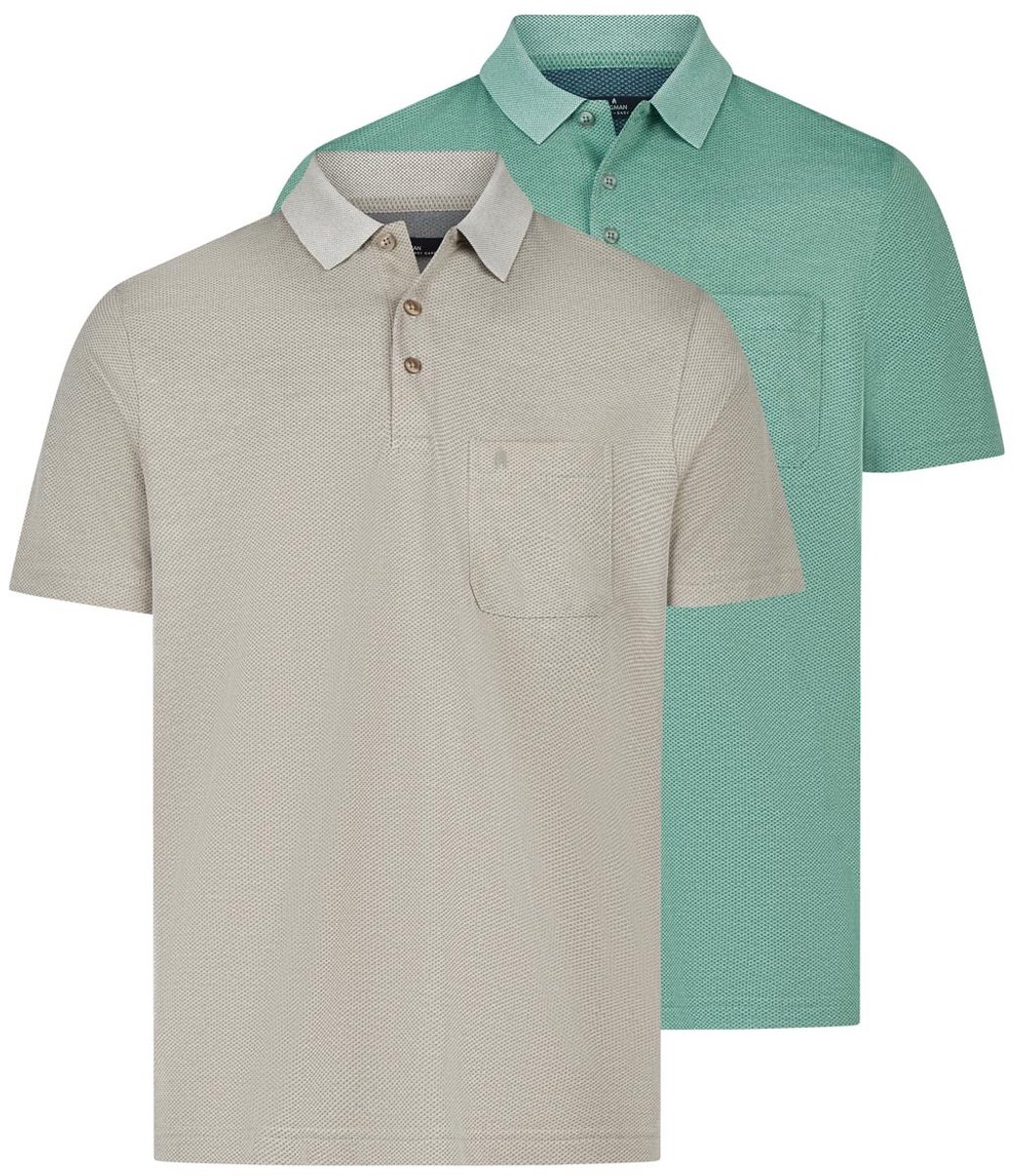 RAGMAN Heren poloshirt 2 pack Basic