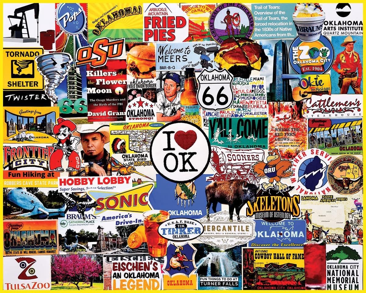 1000 Stukken Legpuzzel: Vintage Advertenties & Nostalgie Oklahoma Thema