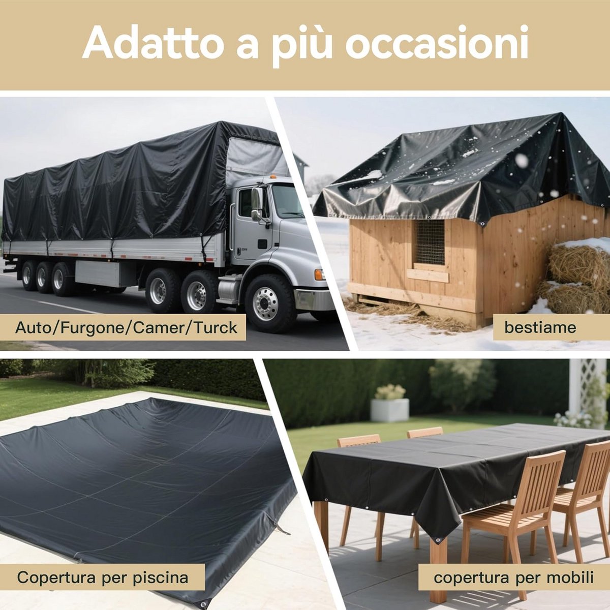 Waterdicht Zeil 2x3m UV-Bestendig Grondzeil voor Tent en Outdoor Bescherming