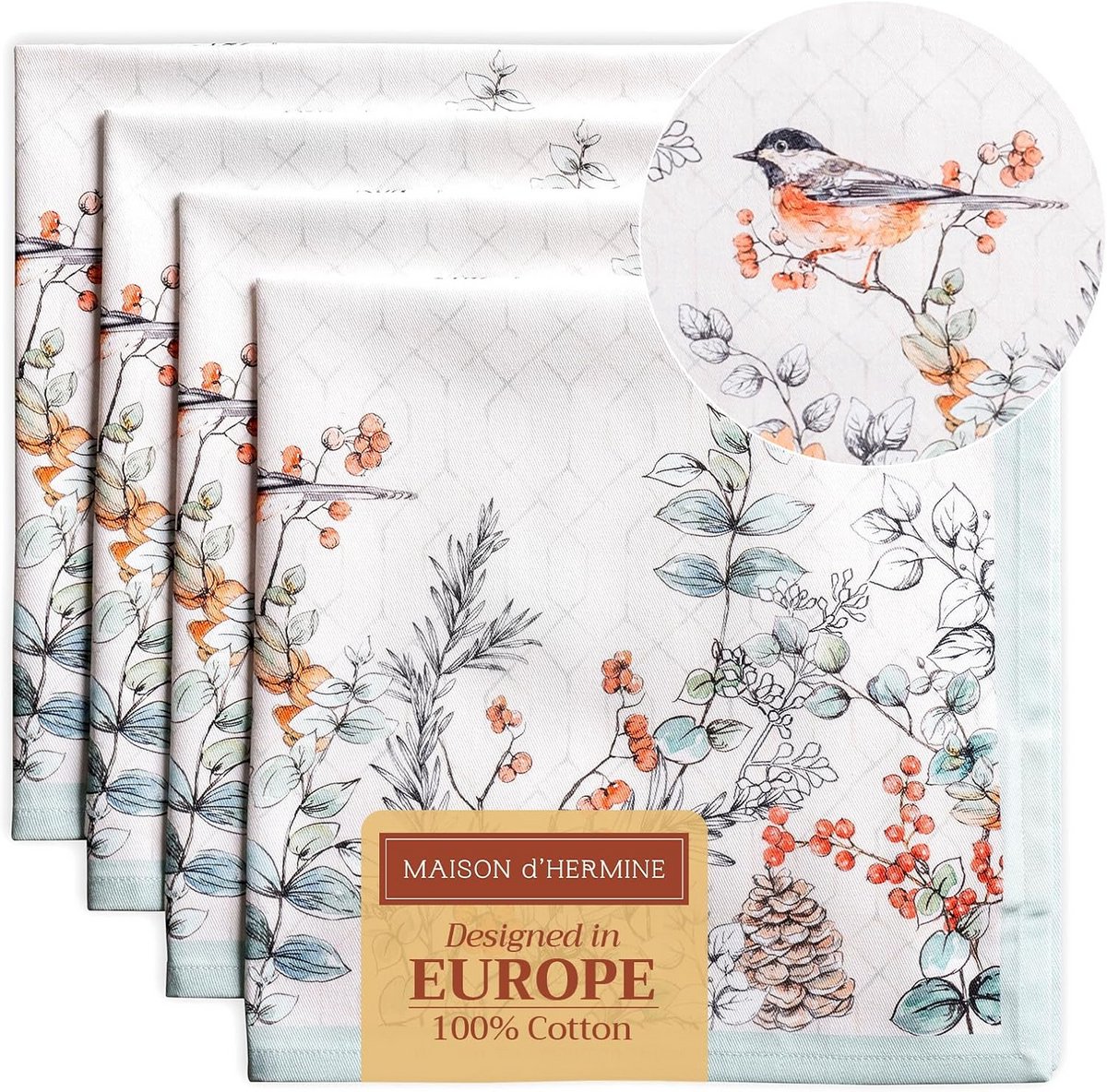Set van 4 Katoenen Servetten 45x45 cm - Shabby Chic Wit