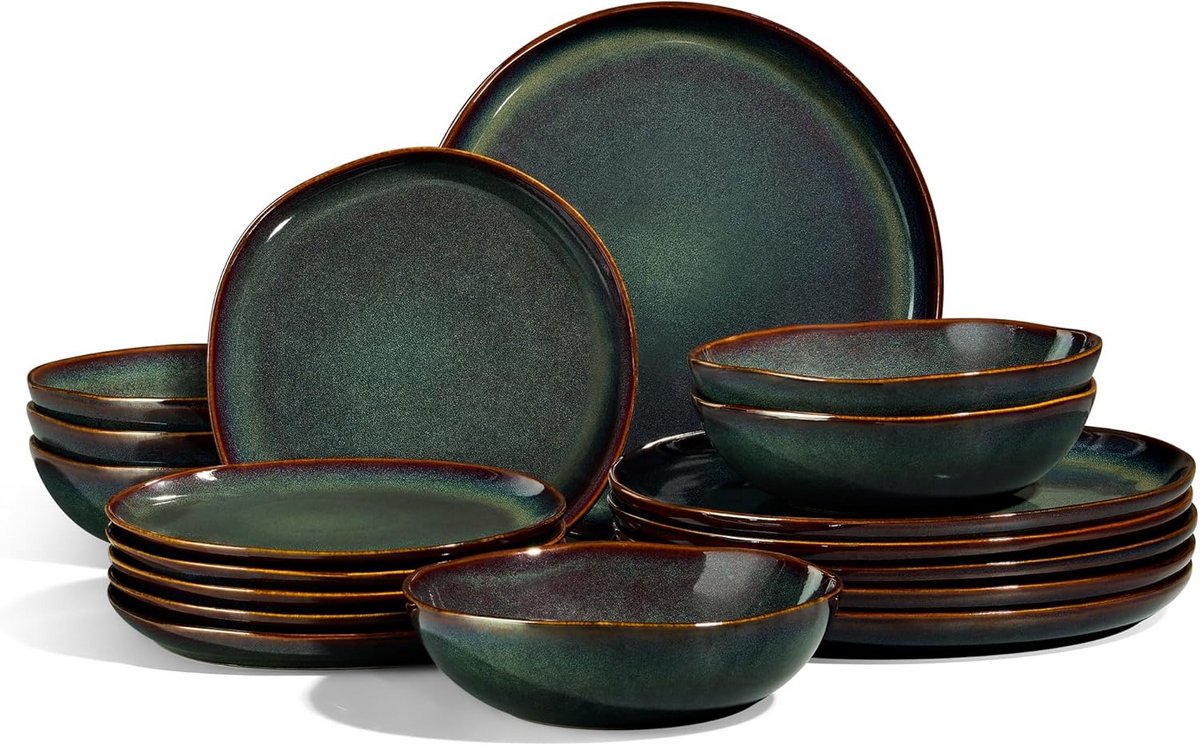 Servies Set voor 6 Personen - 18 Delig - Reactieve Toendra Groen