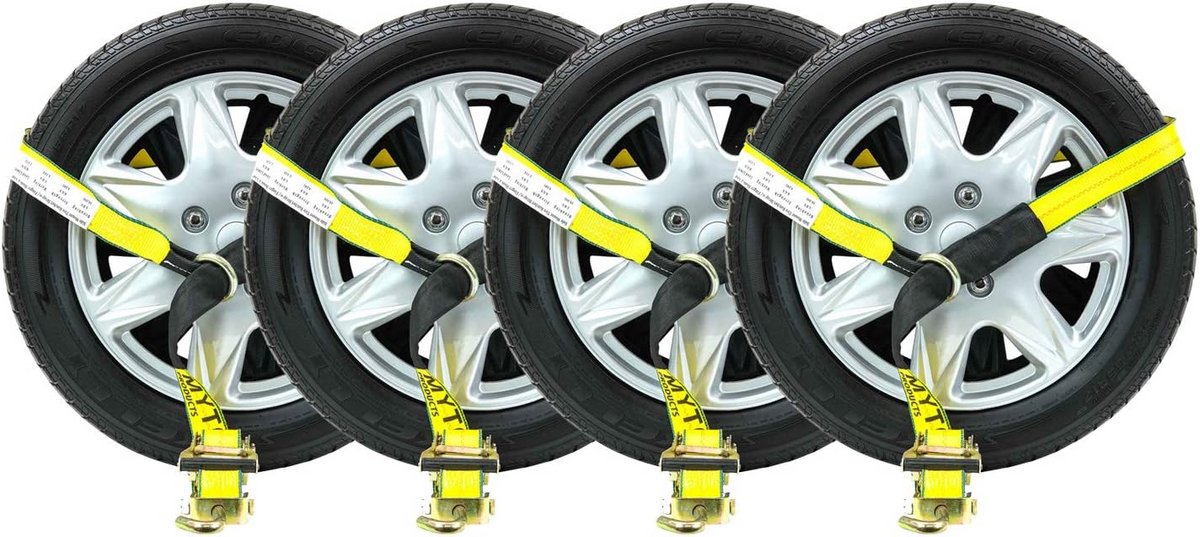4x Ratel Spanband 5cm x 3m met J-haak voor Auto Vastzetten en Slepen
