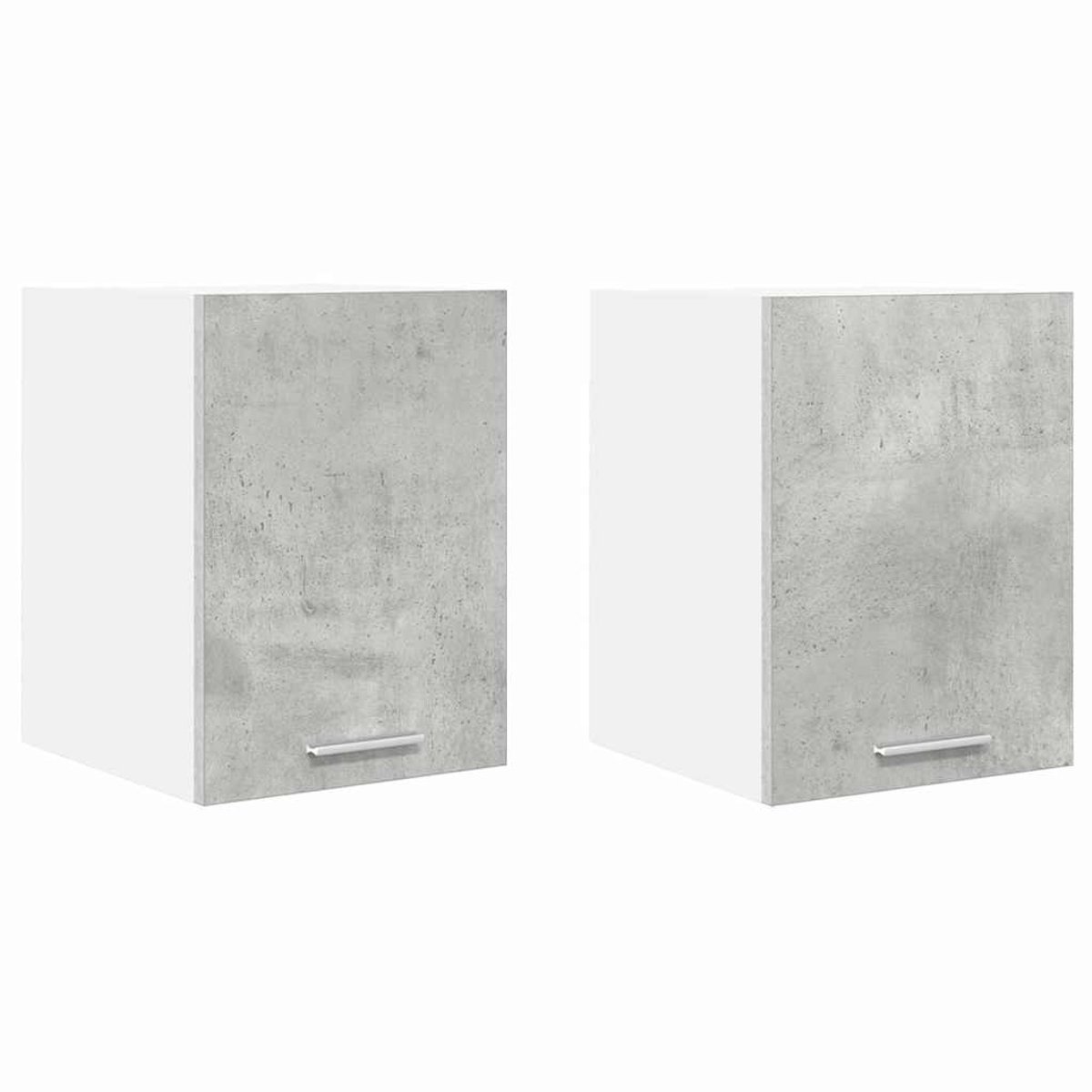 vidaXL Hangkast - 2 - st - Beton - Grijs - en - Wit - 30 - x - 31 - x - 40 - cm - Bewerkt - hout Beton Grijs en Wit