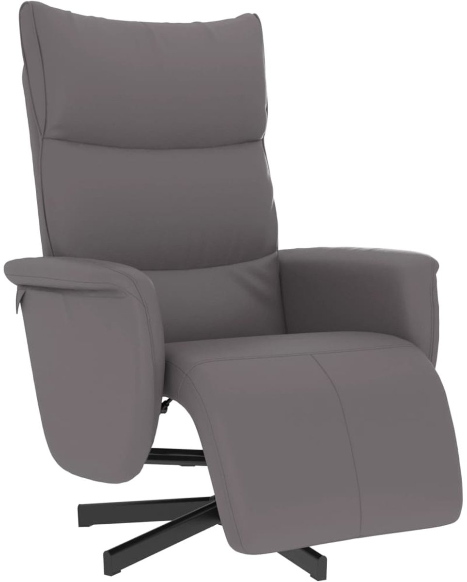 vidaXL Fauteuil - verstelbaar - met - voetensteun - kunstleer - grijs