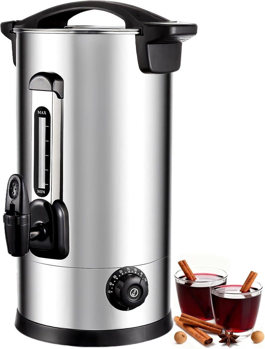 Warmhoudkan 8L RVS - Drankdispenser met Tap, Thermostaat 30-110°C