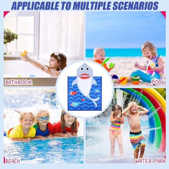 Kinderbadponcho - Microfiber kinderbadhanddoek - Poncho met capuchon - Kindercape met cartoonprint - Absorberende en sneldrogende zwemhanddoek - Kinderstrandponcho met capuchon - Geschikt om te baden, in het zwembad en om te zwemmen van Merkloos — afbeelding 4