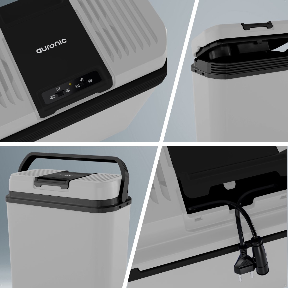 Auronic Koelbox Elektrisch 12V en 230 volt - 20L - Camping Koelkast - Auto - Koelen en Verwarmen - Frigobox - Lichtgrijs – foto 8