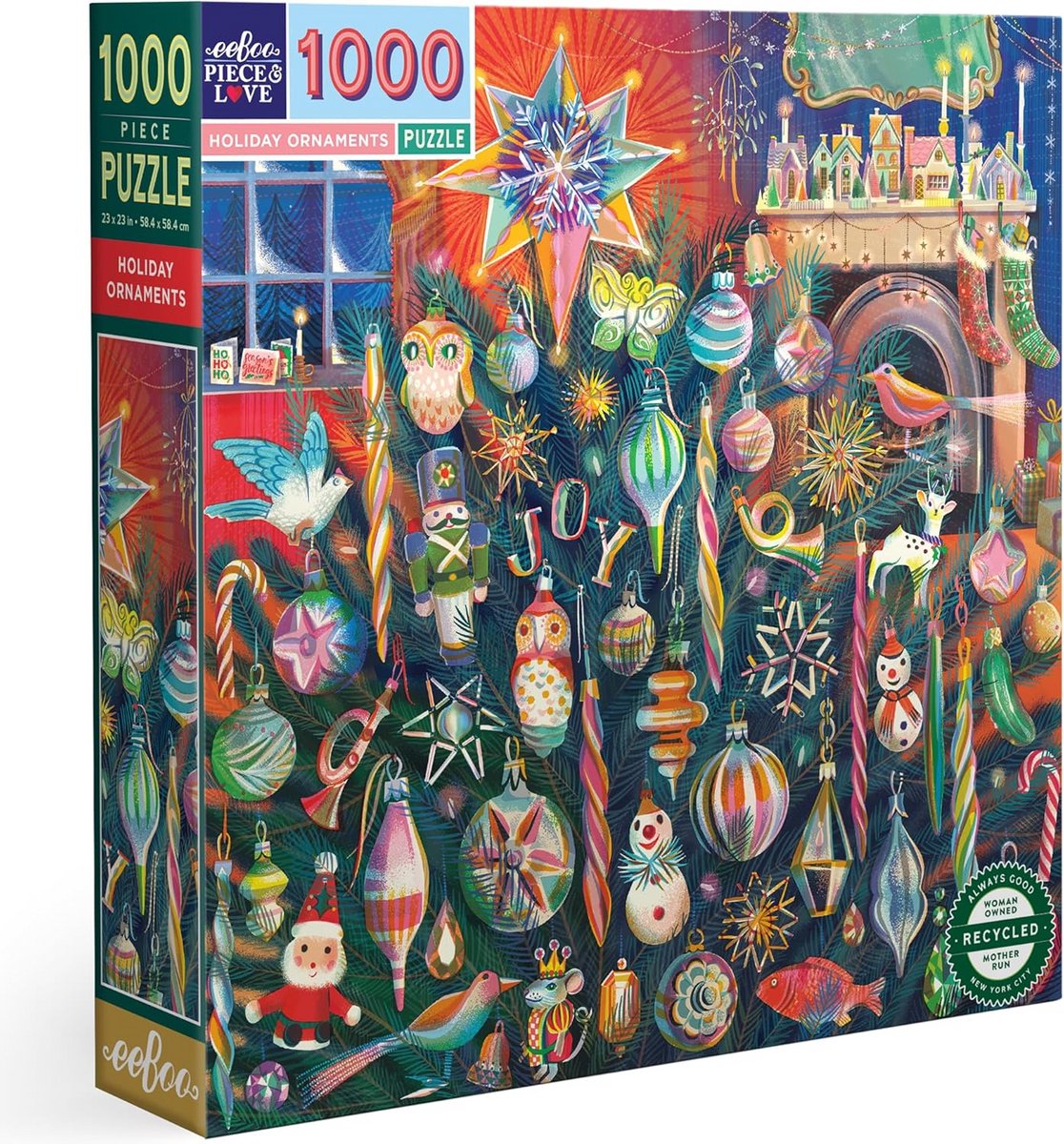 Puzzel 1000 Stukjes - Vrolijke Kerstdecoraties - Groot Formaat