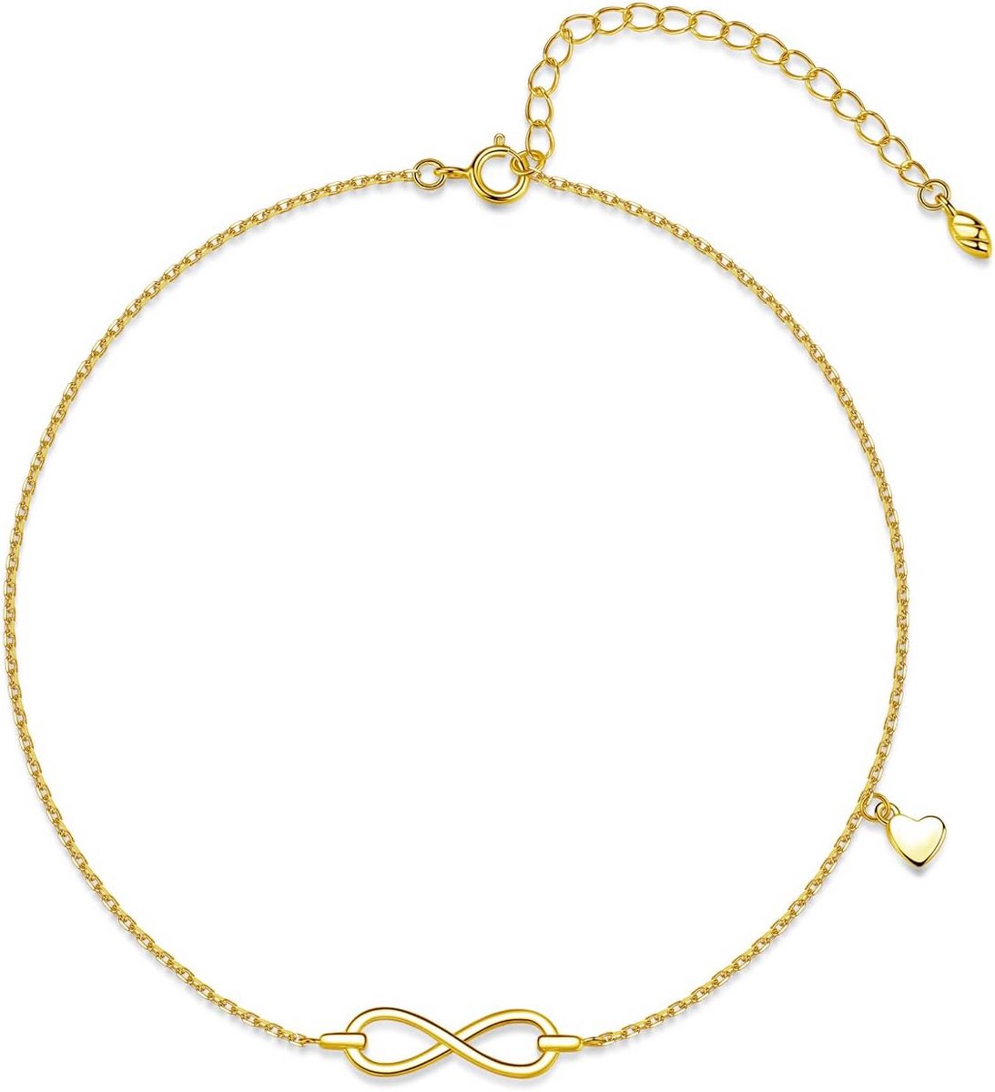Verstelbare Enkelketting in 925 Sterling Zilver met Infinity Hart voor Dames