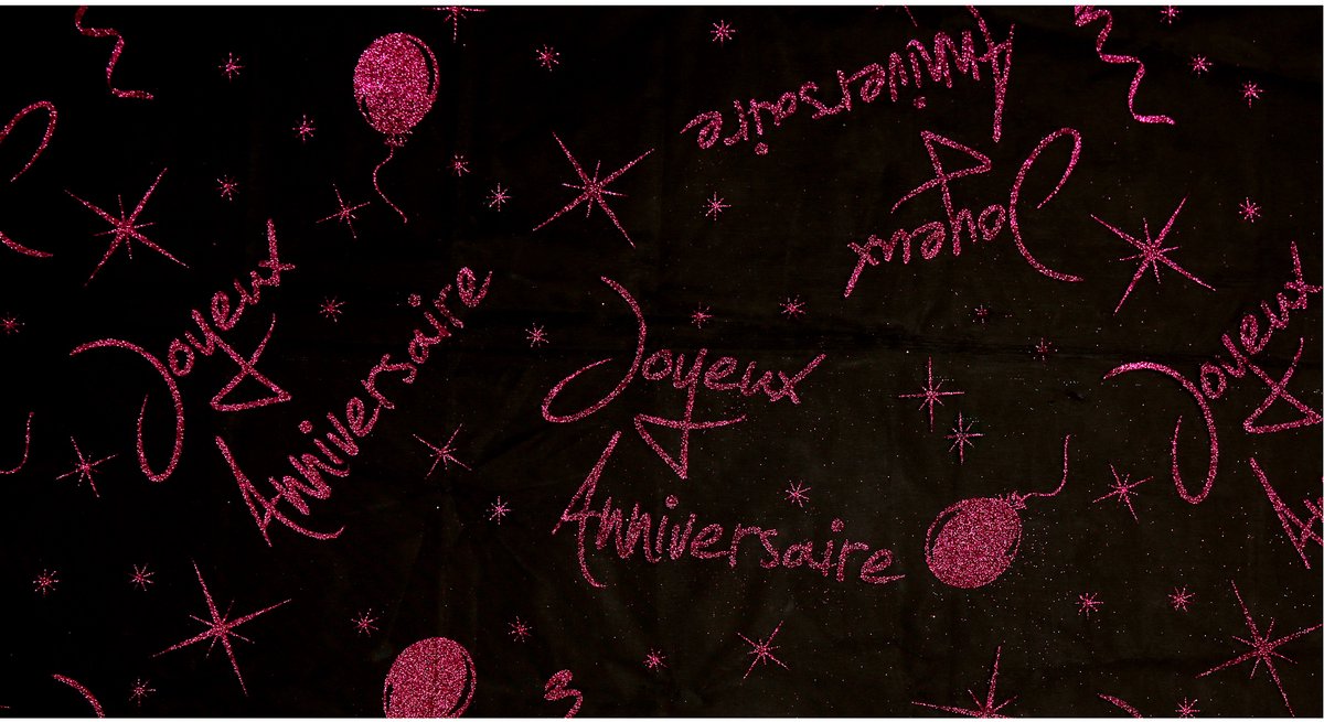 SANTEX - Decoratief organza tafelkleed gefeliciteerd fuchsia glitter 145 x 250 cm