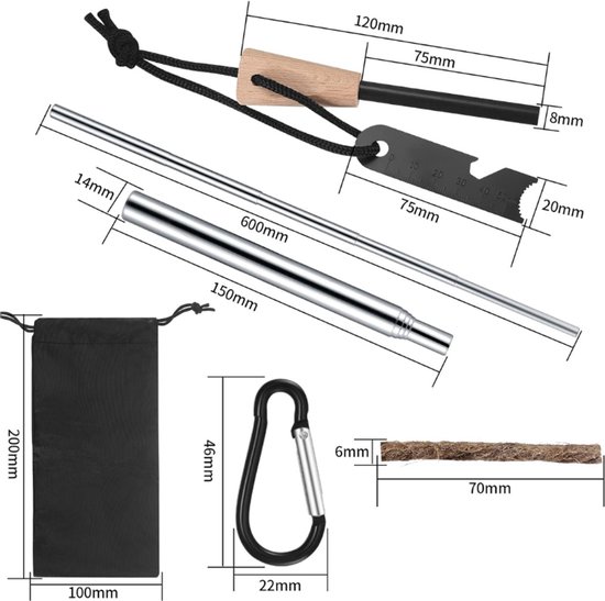 Florixa®Brandblusset - Firesteel - Vuurmaker - Zwart - 12cm x 3cm x 2cm van Merkloos — afbeelding 2
