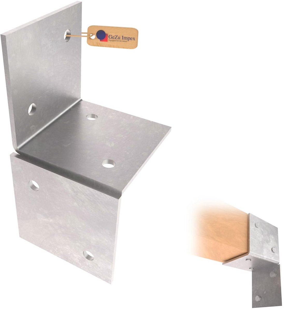 Set van 4 Thermisch Verzinkte Pergola Muurbeugels voor Houten Balken 91x91mm