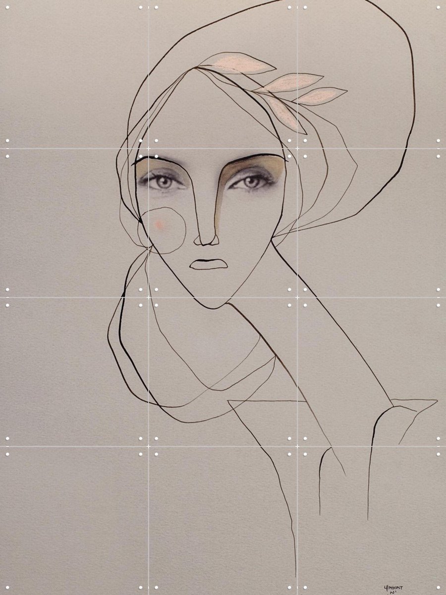 IXXI Flora, Lemholt N' Bergman - 60 x 80 cm - Gratis ophangtool - Grote wanddecoratie en posters - Line art, Illustraties, Portretten