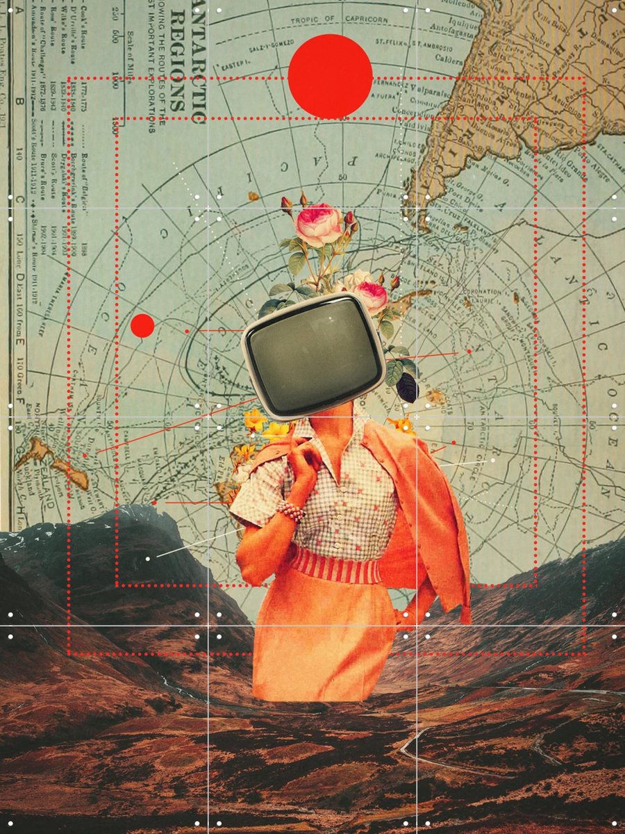 IXXI Antarctic Broadcast, Frank Moth - 60 x 80 cm - Gratis ophangtool - Grote wanddecoratie en posters - Vintage, Illustraties,