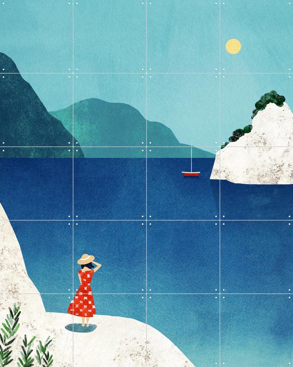 IXXI The Lookout, Henry Rivers - 80 x 100 cm - Gratis ophangtool - Grote wanddecoratie en posters - Illustraties, Grafisch Ontwerp, Kleurrijk, Bergen