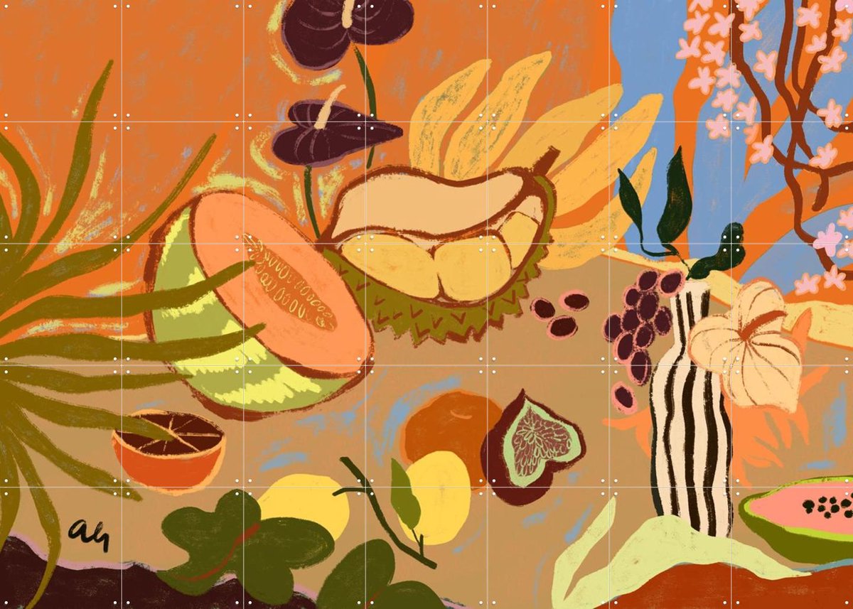 IXXI Sweetness of Summer, Arty Guava - 140 x 100 cm - Gratis ophangtool - Grote wanddecoratie en posters - Abstract, Kleurrijk, Speels, Digitale