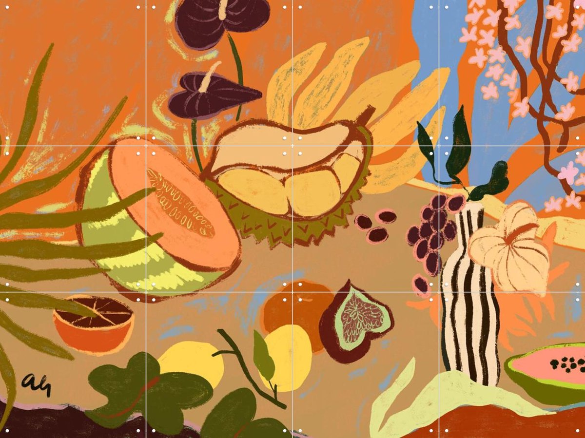 IXXI Sweetness of Summer, Arty Guava - 80 x 60 cm - Gratis ophangtool - Grote wanddecoratie en posters - Abstract, Kleurrijk, Speels, Digitale Kunst