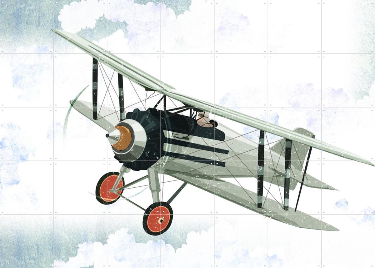 IXXI Aviator, Goed Blauw - 140 x 100 cm - Gratis ophangtool - Grote wanddecoratie en posters - Vintage, Illustraties, Kinderkamer, Woonkamer, Mancave