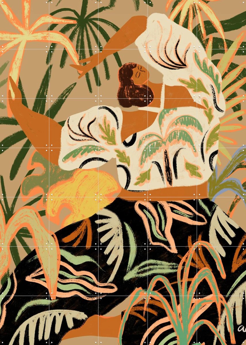 IXXI Nature Embrace, Arty Guava - 100 x 140 cm - Gratis ophangtool - Grote wanddecoratie en posters - Digitale Kunst, Illustraties, Kleurrijk, Speels