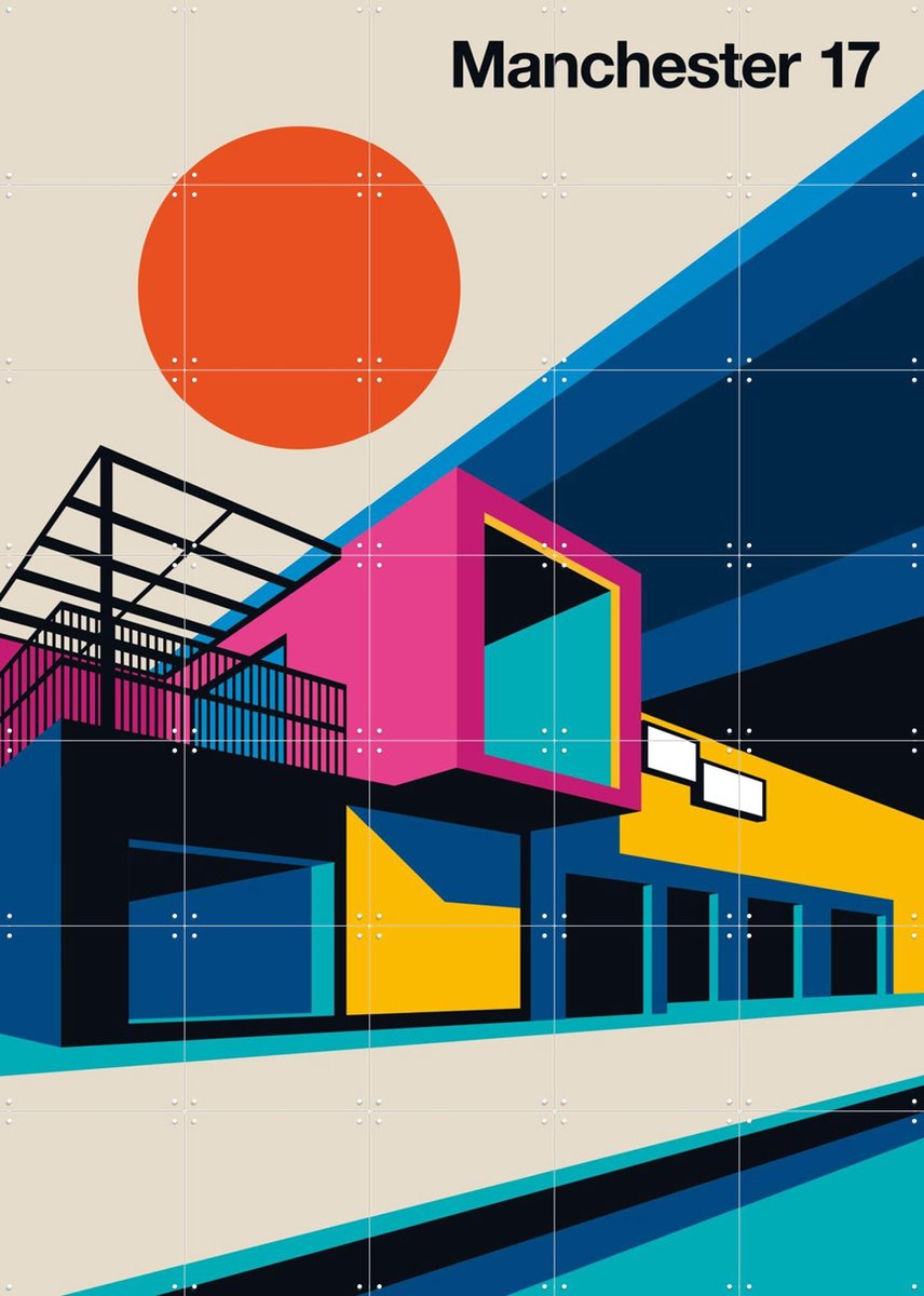 IXXI Manchester 17, Bo Lundberg - 100 x 140 cm - Gratis ophangtool - Grote wanddecoratie en posters - Kleurrijk, Geometrische Kunst, Illustraties