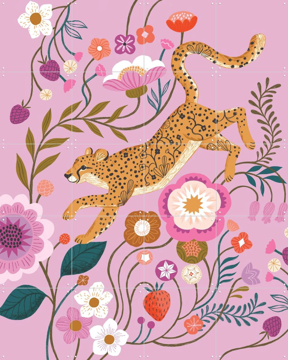 IXXI Cheetah, Bethan Janine - 80 x 100 cm - Gratis ophangtool - Grote wanddecoratie en posters - Fantasierijk, Illustraties, Speels, Grafisch Ontwerp