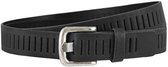 Landley Zwarte Leren Kinderriem Unisex - Geperforeerde Gleufjes Riem - Jongen / Meisje - Echt Leer - Breedte 3 cm - Zwart - Lengte totaal 70 cm / Riemmaat 55