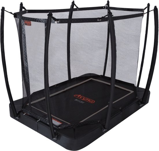 Avyna FlatLevel Trampoline 275x190 cm – Met Veiligheidsnet – Zwart – Rechthoekig – Kleine Trampoline